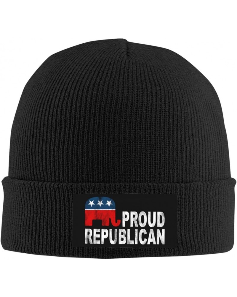 Proud to Be A Republican Cozy Knitted Beanie Hat - Stylish Winter Headwear Acrylic Ideal for All Ages Black $16.04 Skullies &...