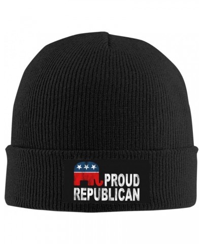 Proud to Be A Republican Cozy Knitted Beanie Hat - Stylish Winter Headwear Acrylic Ideal for All Ages Black $16.04 Skullies &...