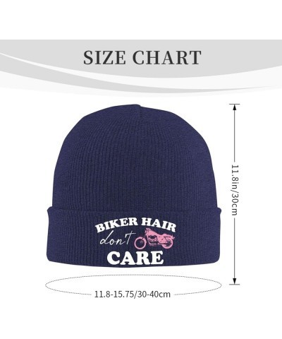 Biker Hair Don't Care Winter Beanie Hats Unisex,Warm Cozy Knitted Cuffed Skull Cap Navy Blue $9.40 Skullies & Beanies