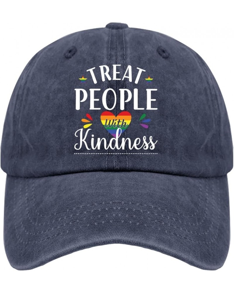 Treat People with Kindness Cap Garden hat Pigment Black Fishing hat Gifts for Grandpa Beach Caps Navy Blue $10.39 Sun Hats