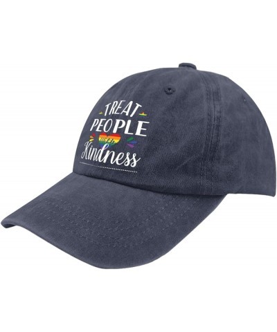 Treat People with Kindness Cap Garden hat Pigment Black Fishing hat Gifts for Grandpa Beach Caps Navy Blue $10.39 Sun Hats