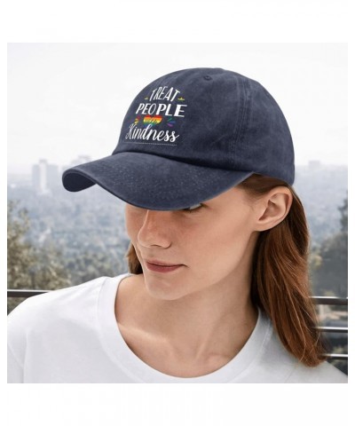 Treat People with Kindness Cap Garden hat Pigment Black Fishing hat Gifts for Grandpa Beach Caps Navy Blue $10.39 Sun Hats