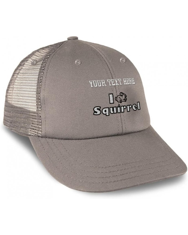 Custom Trucker Hat Baseball Cap I Rabbit Squirrel Bunny Cotton Animal Dad Hats for Men & Women Grey Personalized Text Here $1...