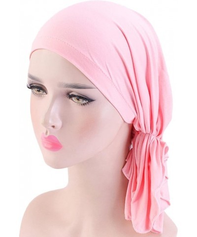 Womens Flower Turban Beanie Pre-Tied Bonnet Turban Knot Beanie Caps Stretch Slouchy Snood Hat Cancer Headwear Pink $8.03 Head...