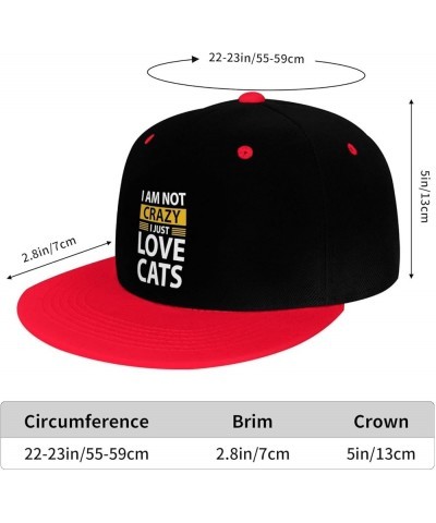 I Am Not Crazy I Just Love Cats Snapback Hat for Men Women Baseball Cap Trucker Flat Bill Hats Dad Caps Red $12.12 Baseball Caps