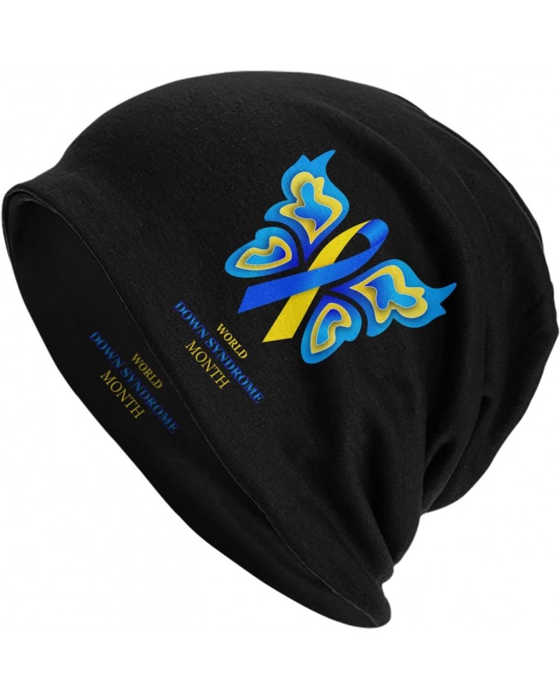 Down Syndrome Awareness Month Yellow Blue Ribbon Hat Beanie Cap Warm Knit Winter Skull Stretch Hats for Men Woman $10.60 Skul...