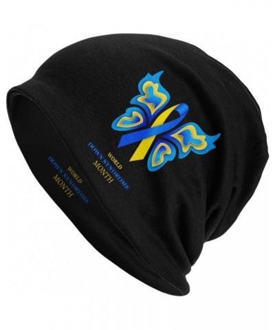 Down Syndrome Awareness Month Yellow Blue Ribbon Hat Beanie Cap Warm Knit Winter Skull Stretch Hats for Men Woman $10.60 Skul...