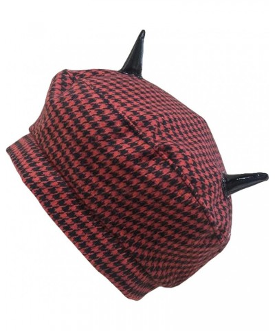 Classical Plaid Beret Hats for Women Painter Cap French Berets Fashion Streetwear Cap with Adjustable Rope Red $11.57 Berets