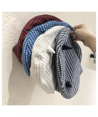 Classical Plaid Beret Hats for Women Painter Cap French Berets Fashion Streetwear Cap with Adjustable Rope Red $11.57 Berets