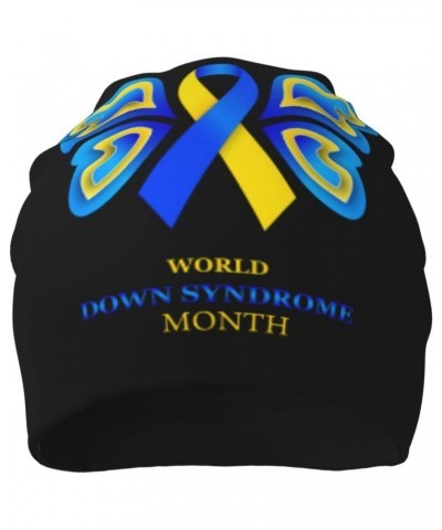 Down Syndrome Awareness Month Yellow Blue Ribbon Hat Beanie Cap Warm Knit Winter Skull Stretch Hats for Men Woman $10.60 Skul...