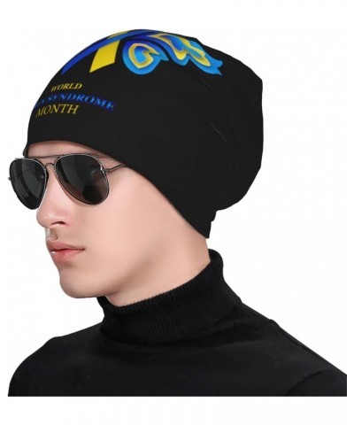 Down Syndrome Awareness Month Yellow Blue Ribbon Hat Beanie Cap Warm Knit Winter Skull Stretch Hats for Men Woman $10.60 Skul...