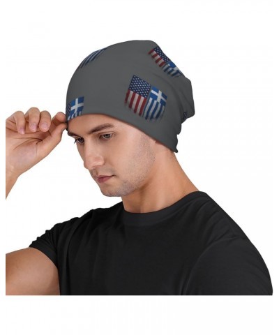 American Greece Greek Flag Experience Cozy Luxury: Milk Silk Knit Beanie - Your Must-Have Outdoor Accessory! Black $13.37 Sku...