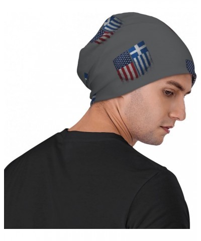 American Greece Greek Flag Experience Cozy Luxury: Milk Silk Knit Beanie - Your Must-Have Outdoor Accessory! Black $13.37 Sku...