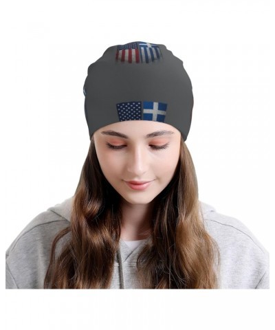 American Greece Greek Flag Experience Cozy Luxury: Milk Silk Knit Beanie - Your Must-Have Outdoor Accessory! Black $13.37 Sku...