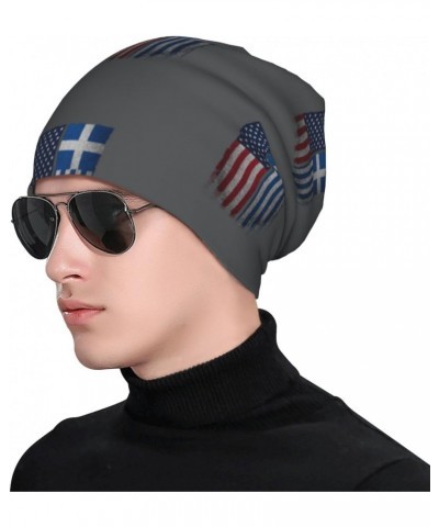 American Greece Greek Flag Experience Cozy Luxury: Milk Silk Knit Beanie - Your Must-Have Outdoor Accessory! Black $13.37 Sku...