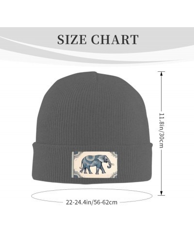 Black Warm Knit Hat Stylish Boho Map Elephant Pattern Soft Good Elasticity Suitable for Daily and Outdoor Sports Deep Heather...