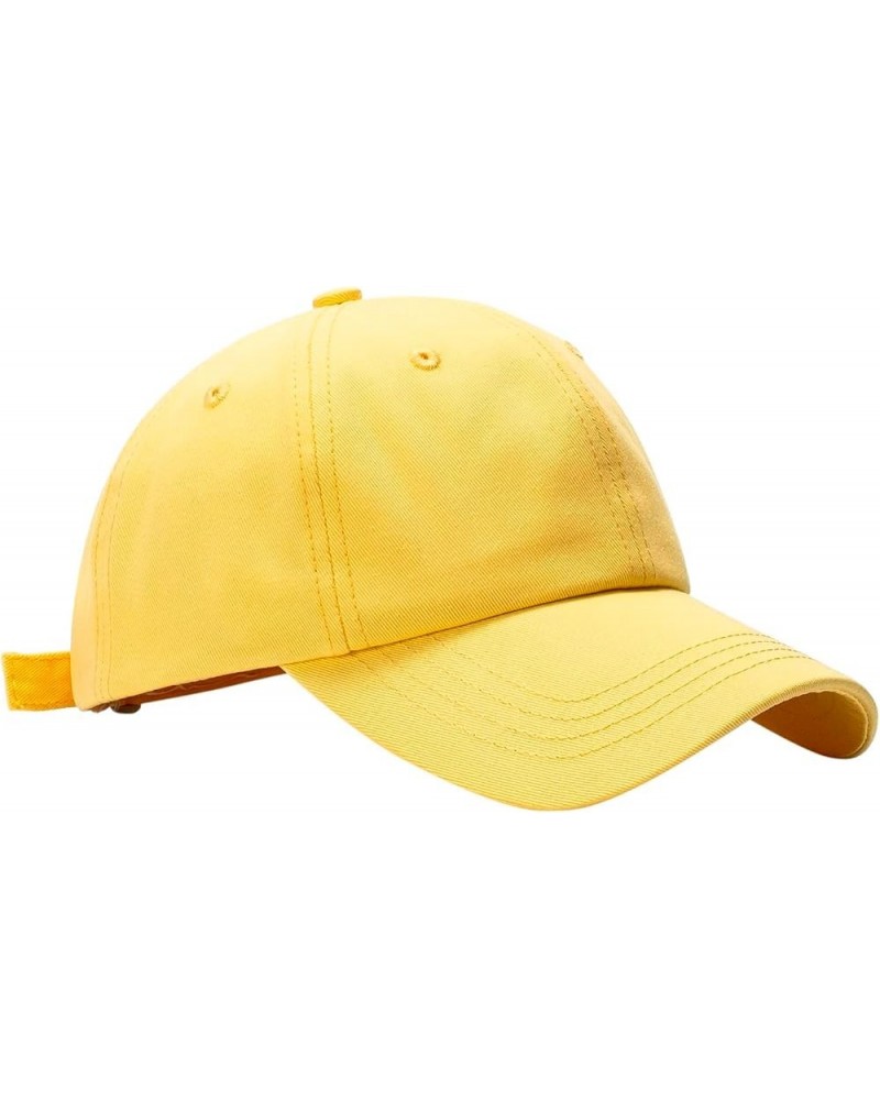 Washed Baseball Hat Adjustable Baseball Caps for Women Men Cotton Sports Caps for Adults Outdoor Activities Yellow $6.91 Base...