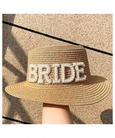 Straw Sun Hat for Women Fashionable Flat Top Bridal Hat Sun Protections for Beach Bride to be Gift Engagement Accessory Bride...