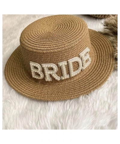 Straw Sun Hat for Women Fashionable Flat Top Bridal Hat Sun Protections for Beach Bride to be Gift Engagement Accessory Bride...