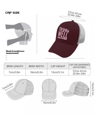 Drinks Well with Others Caps River Hat Apricot Mens Golf Hat Gifts for Son Hiking Hat Chestnut Red $12.31 Cowboy Hats