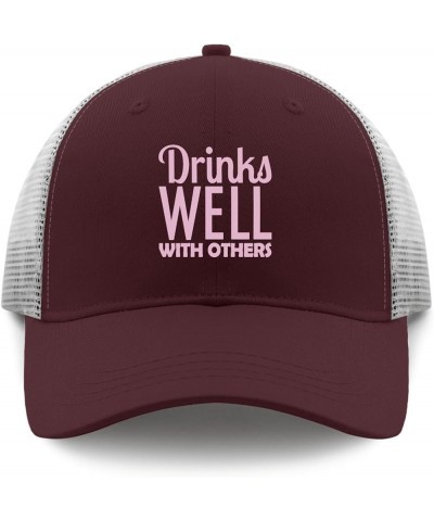 Drinks Well with Others Caps River Hat Apricot Mens Golf Hat Gifts for Son Hiking Hat Chestnut Red $12.31 Cowboy Hats