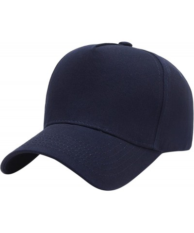 Unisex Outdoor Sunshade Baseball Cap with Solid Color Cotton Adjustable Uv Protection Duck Cap for Trucker Navy $7.66 Rain Hats