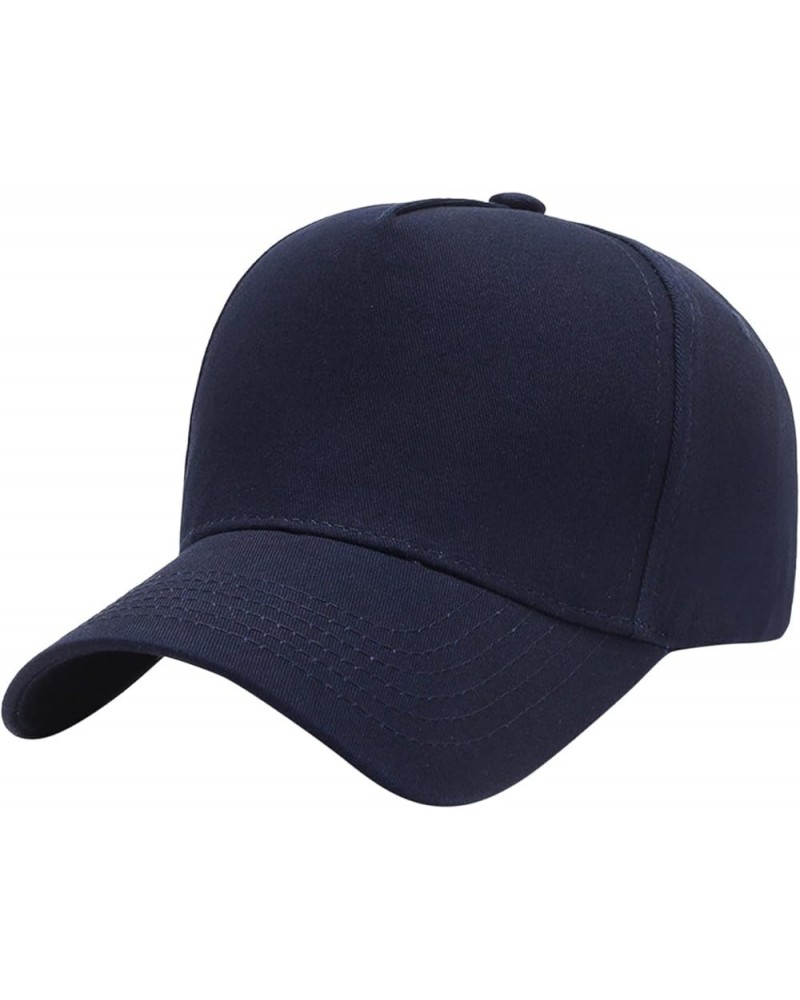 Unisex Outdoor Sunshade Baseball Cap with Solid Color Cotton Adjustable Uv Protection Duck Cap for Trucker Navy $7.66 Rain Hats