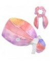 1 Pack Surgical Cap with Hair Scrunchy, Scrub Hat Ponytail Holder for Women, Abstract Pattern Rainbow $10.28 Skullies & Beanies