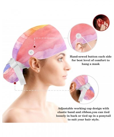 1 Pack Surgical Cap with Hair Scrunchy, Scrub Hat Ponytail Holder for Women, Abstract Pattern Rainbow $10.28 Skullies & Beanies