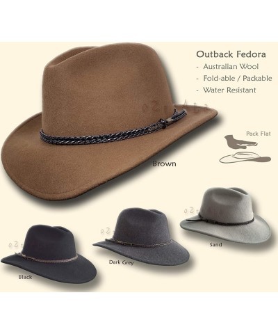 Outback Fedora Australian Wool Felt HAT HW02 Mens Women Kids Leather Band Cowboy Western US Grey $12.77 Cowboy Hats