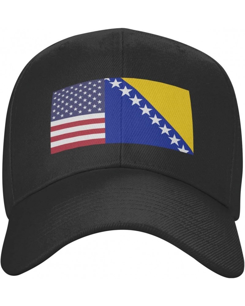 American Flag and Bosnian Flag Adjustable Duckbill Cap with Baseball Cap Vibes for Outdoor Style - Unisex59 Black $10.74 Base...