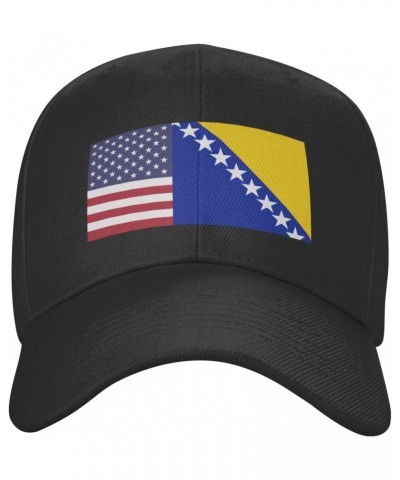 American Flag and Bosnian Flag Adjustable Duckbill Cap with Baseball Cap Vibes for Outdoor Style - Unisex59 Black $10.74 Base...