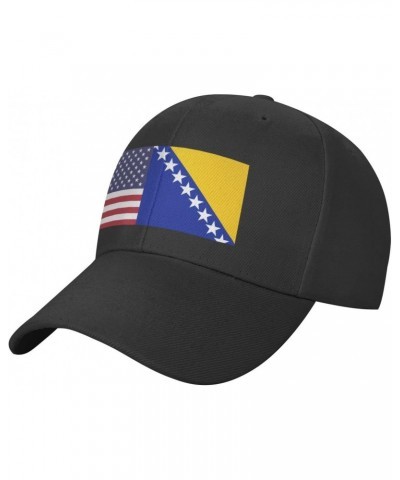 American Flag and Bosnian Flag Adjustable Duckbill Cap with Baseball Cap Vibes for Outdoor Style - Unisex59 Black $10.74 Base...