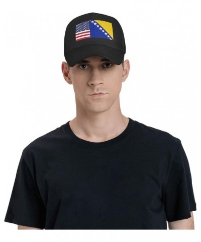 American Flag and Bosnian Flag Adjustable Duckbill Cap with Baseball Cap Vibes for Outdoor Style - Unisex59 Black $10.74 Base...