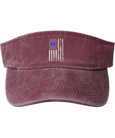 American EMT Flag Sun Hat Sun Visor Hats for Women Men Baseball Cap Golf Hats Red $12.31 Visors