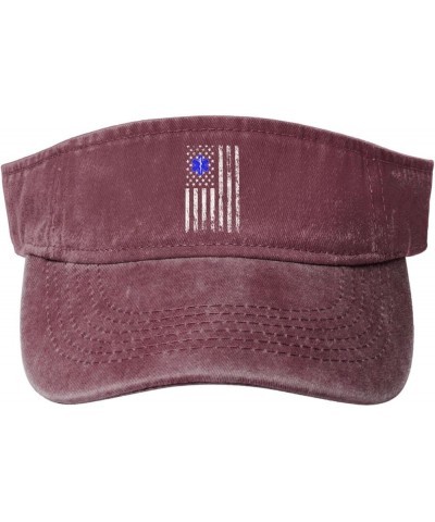 American EMT Flag Sun Hat Sun Visor Hats for Women Men Baseball Cap Golf Hats Red $12.31 Visors