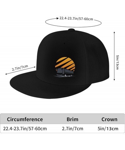 Bus Men's and Women's Snap Hats Flat Brim Baseball Caps Cute and Funny Hats Trucker Dad Hats Black Black $12.62 Baseball Caps