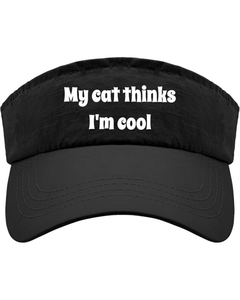 My cat Thinks I'm Cool Hats Visor Hats for Women Golf Hats Trendy Baseball Caps Allblack $10.58 Visors