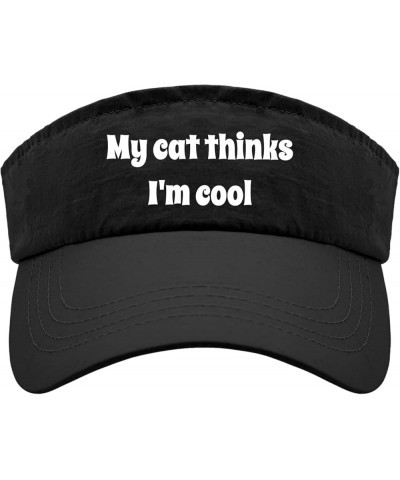 My cat Thinks I'm Cool Hats Visor Hats for Women Golf Hats Trendy Baseball Caps Allblack $10.58 Visors