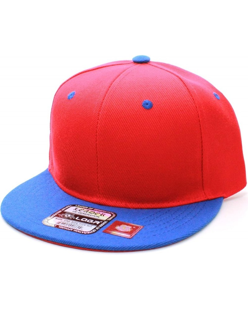 Classic Flat Bill Visor Blank Snapback Hat Cap with Adjustable Snaps Red-blue $8.99 Baseball Caps