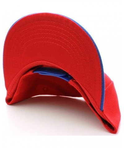 Classic Flat Bill Visor Blank Snapback Hat Cap with Adjustable Snaps Red-blue $8.99 Baseball Caps