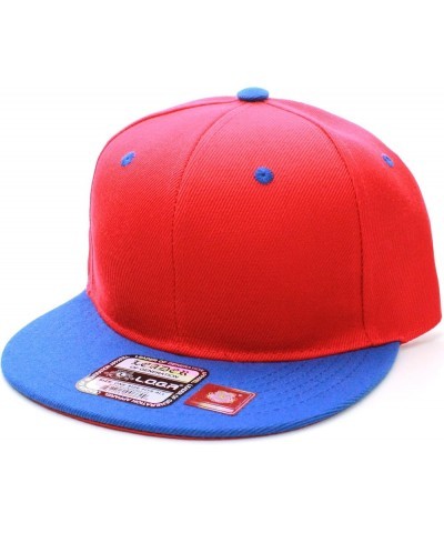 Classic Flat Bill Visor Blank Snapback Hat Cap with Adjustable Snaps Red-blue $8.99 Baseball Caps