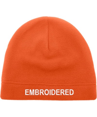 Custom Embroidery Men's Fleece Hat Lightweight Soft Warm Winter Beanie Skull Cap Orange $12.94 Skullies & Beanies