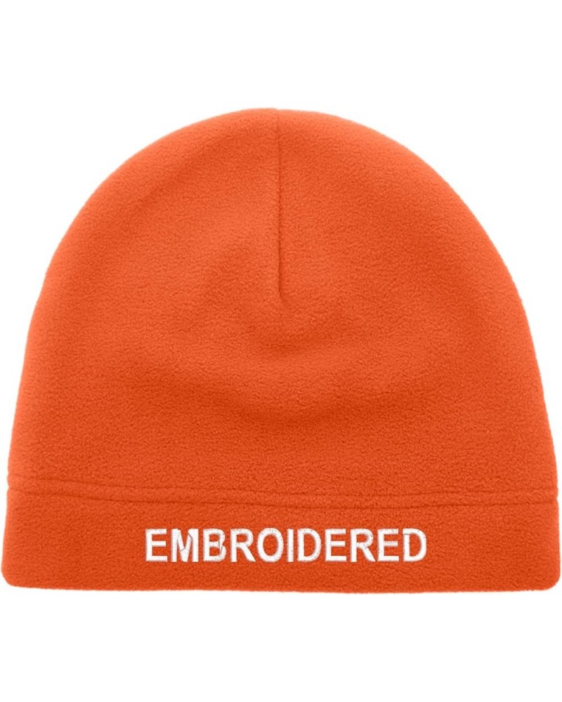 Custom Embroidery Men's Fleece Hat Lightweight Soft Warm Winter Beanie Skull Cap Orange $12.94 Skullies & Beanies