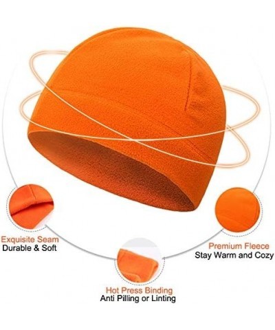 Custom Embroidery Men's Fleece Hat Lightweight Soft Warm Winter Beanie Skull Cap Orange $12.94 Skullies & Beanies