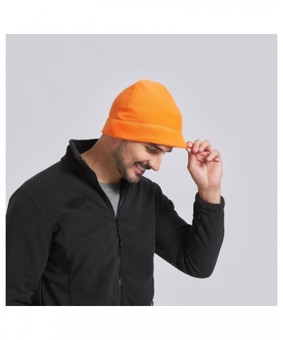 Custom Embroidery Men's Fleece Hat Lightweight Soft Warm Winter Beanie Skull Cap Orange $12.94 Skullies & Beanies