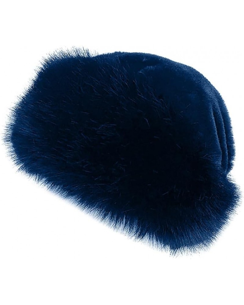 Russian Faux Fur Winter Hat, Women's Hat Warm Fox Ladies Hats for Women Cossack Style Travel Shopping Family Blue $12.83 Bomb...