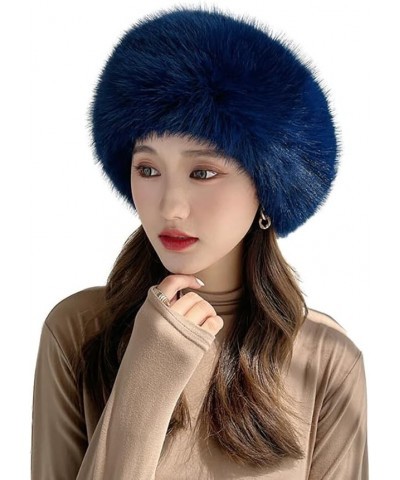 Russian Faux Fur Winter Hat, Women's Hat Warm Fox Ladies Hats for Women Cossack Style Travel Shopping Family Blue $12.83 Bomb...