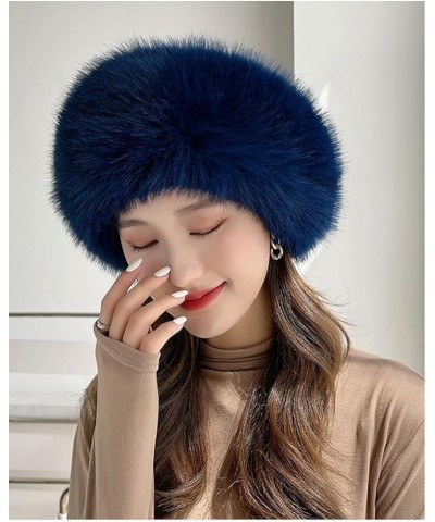 Russian Faux Fur Winter Hat, Women's Hat Warm Fox Ladies Hats for Women Cossack Style Travel Shopping Family Blue $12.83 Bomb...