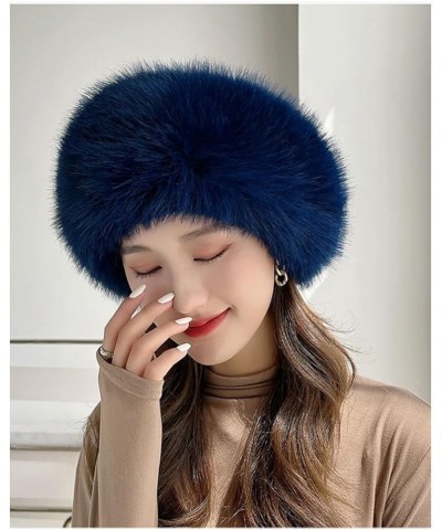 Russian Faux Fur Winter Hat, Women's Hat Warm Fox Ladies Hats for Women Cossack Style Travel Shopping Family Blue $12.83 Bomb...